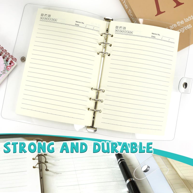 Newbested 2 Pack A5 Transparent Soft PVC 6-Hole Binder Notebook Covers with Snap Button Closure - Refillable, Round Ring, for Cover Protection (Paper Not Included) - Image 5
